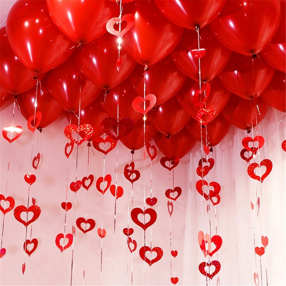 Buchstaben-Ballons Just Married - Rot - Deko-Girlande
