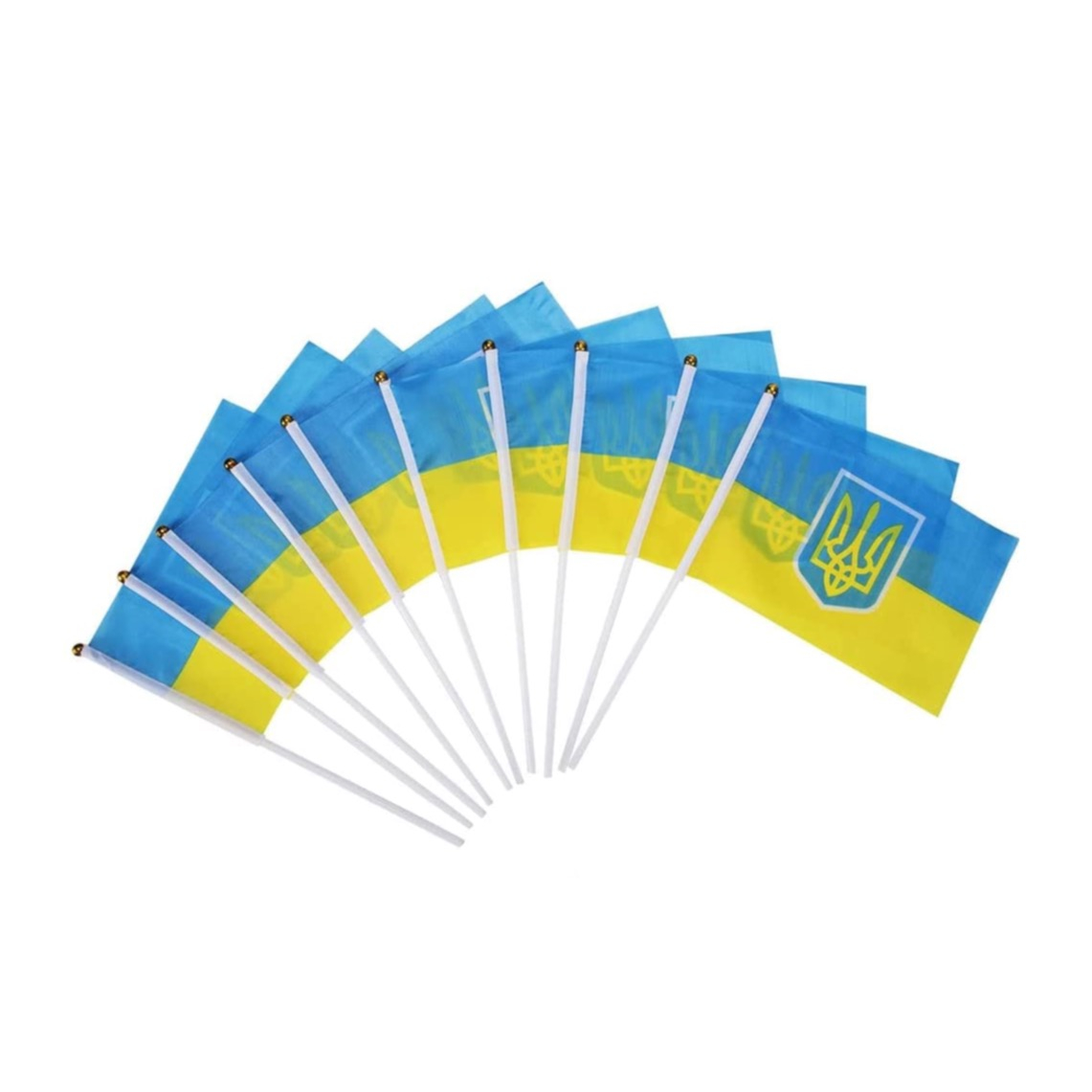 Image of (10er Set) 14x21cm Ukrainische Mini Flagge Accessoire Deko Ukraine Fahne bei Apfelkiste.ch