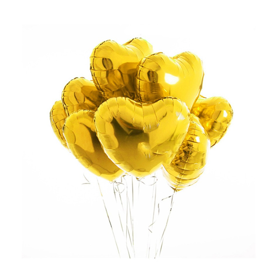 Image of (10er Set) 41x45cm Party Ballons Folienballons Dekoration Herz - Gold bei Apfelkiste.ch