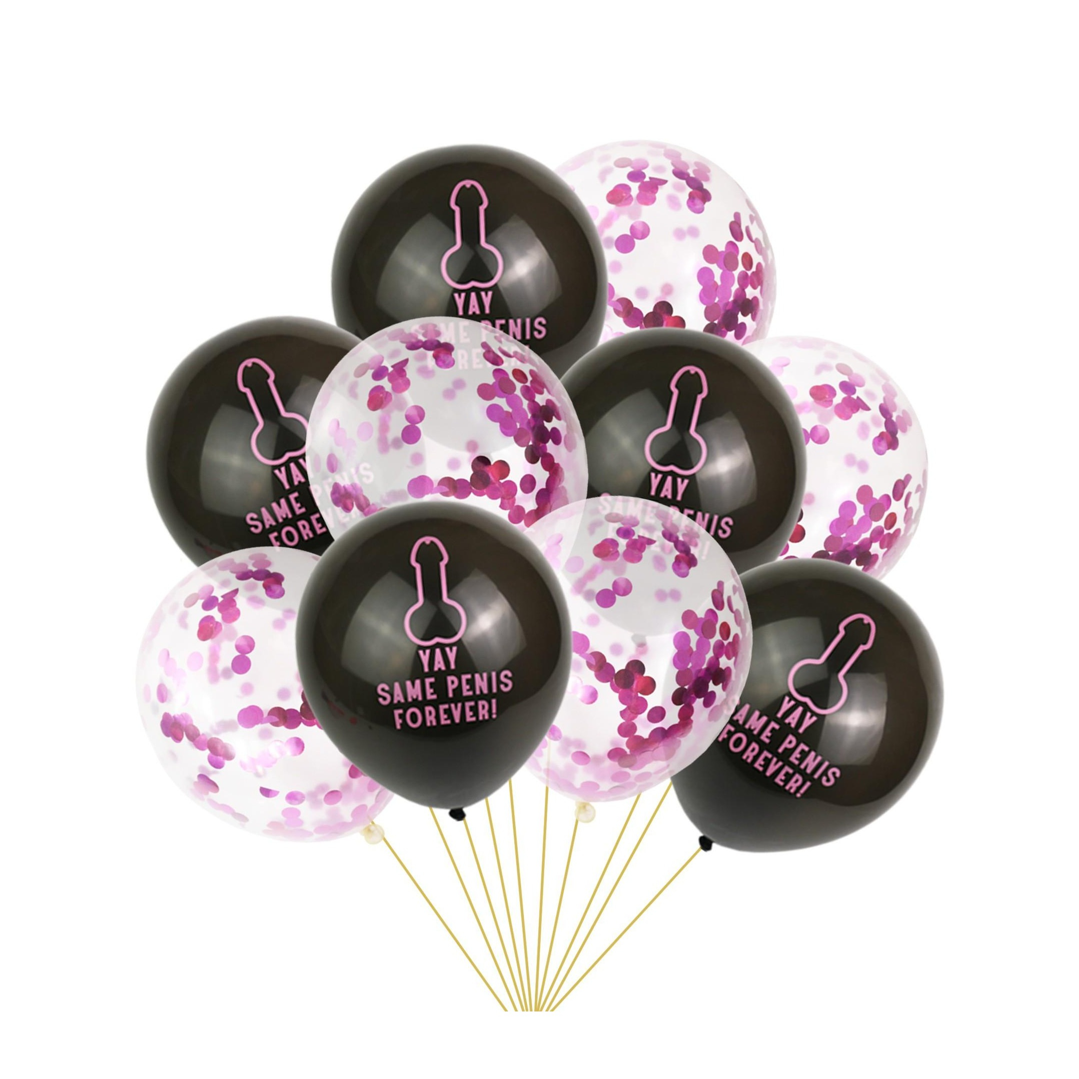 Image of (10er Set) Bachelorette Party Ballons Junggesellinnenabschied Luftballons mit Konfetti - Schwarz / Pink bei Apfelkiste.ch