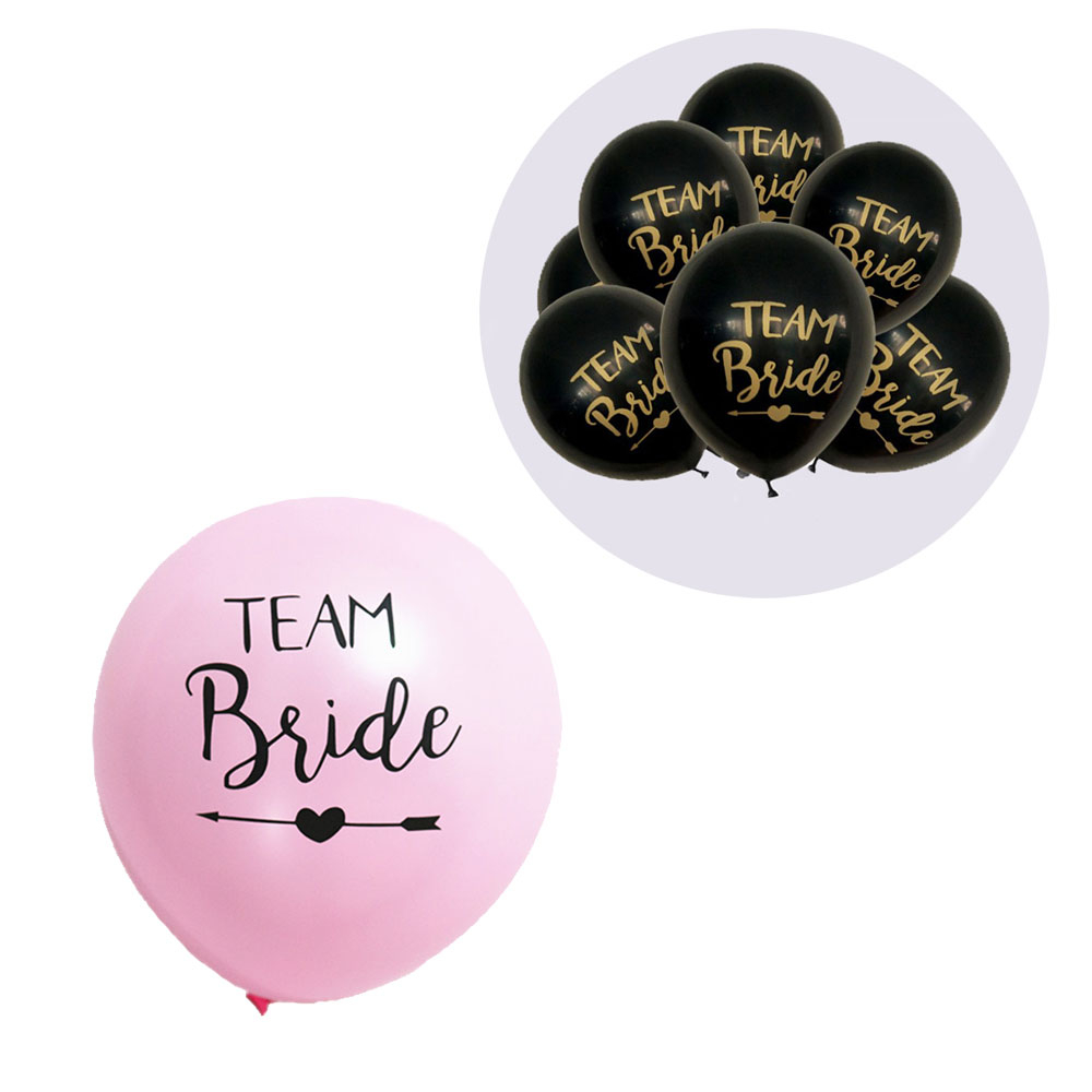 Image of (10er Set) Team Bride Ballons Junggesellinnenabschied Luftballons - Pink / Schwarz bei Apfelkiste.ch