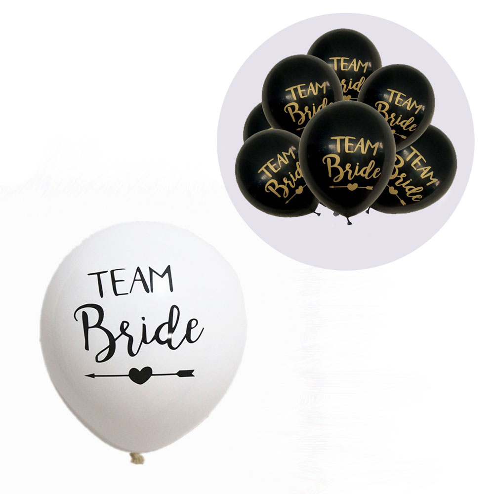 Image of (10er Set) Team Bride Ballons Junggesellinnenabschied Luftballons - Weiss / Schwarz bei Apfelkiste.ch