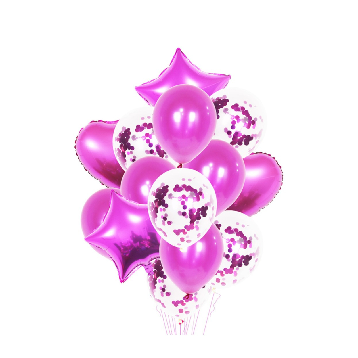 Image of (15-tlg. Set) Party Ballons Latex- und Folienballons mit Konfetti - Pink bei Apfelkiste.ch