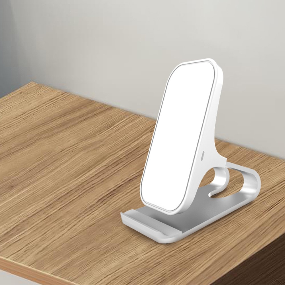 Image of (15W) Qi Wireless Charger Induktions Fast Charge Ladegerät Halterung Ständer - Weiss / Silber bei Apfelkiste.ch