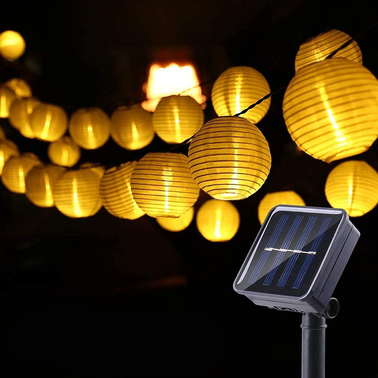 Solar Lichterkette Weiße Lampions LED - Warmweiß - Gartendeko