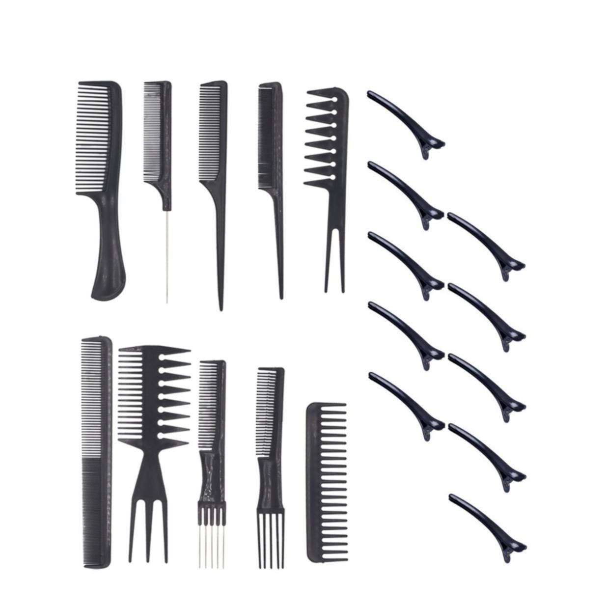 Image of (20-tlg. Set) Antistatische Friseur Kämme Multifunktionales Haar Styling Kit - Schwarz bei Apfelkiste.ch