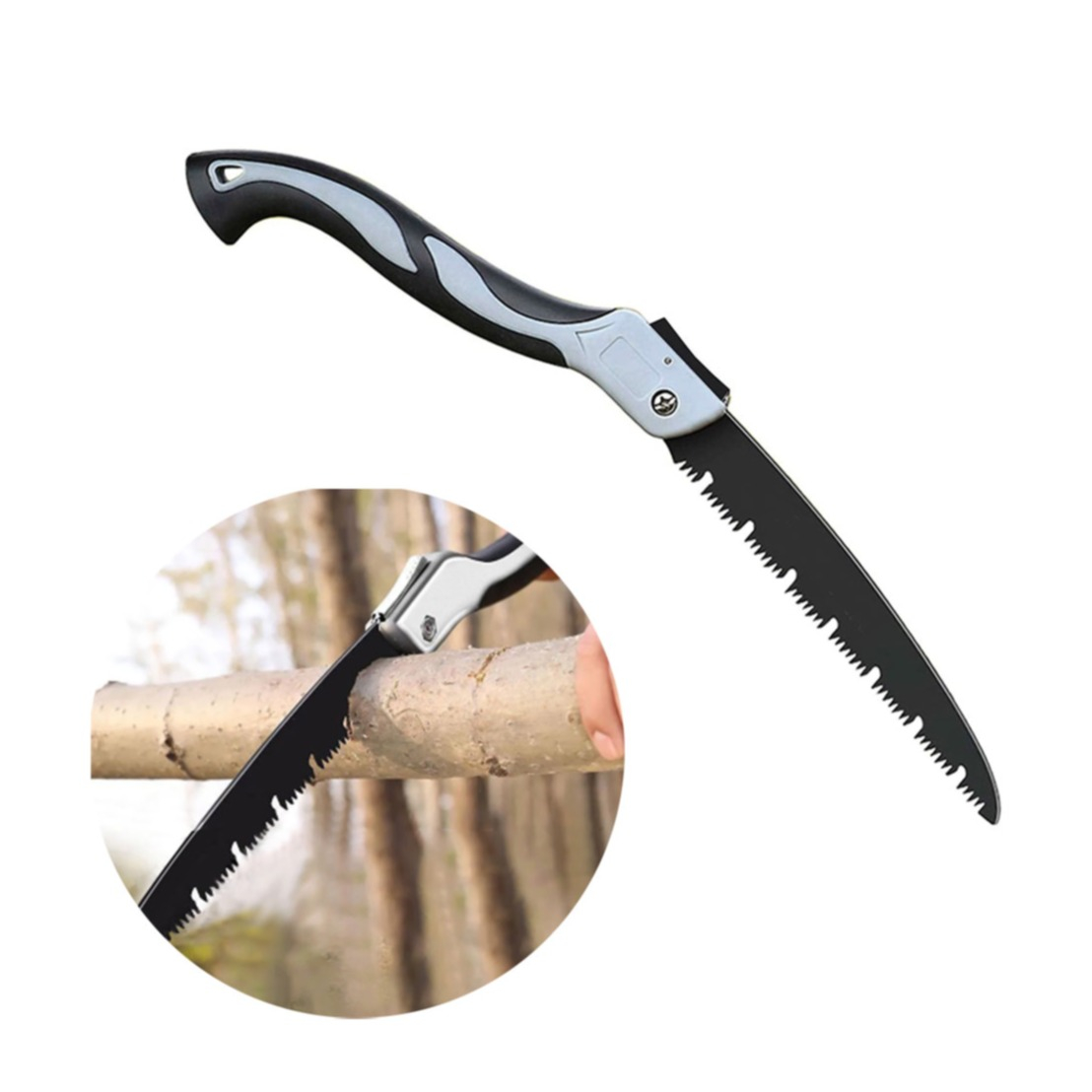 Image of (21cm) Outdoor Klappsäge Camping / Survival Holz Säge mit Arretierung - Schwarz / Weiss bei Apfelkiste.ch