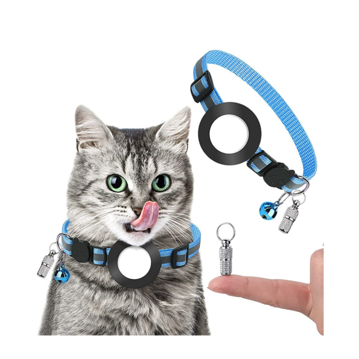 Katzen Halterung mit Apple Schwarz Halsband AirTag