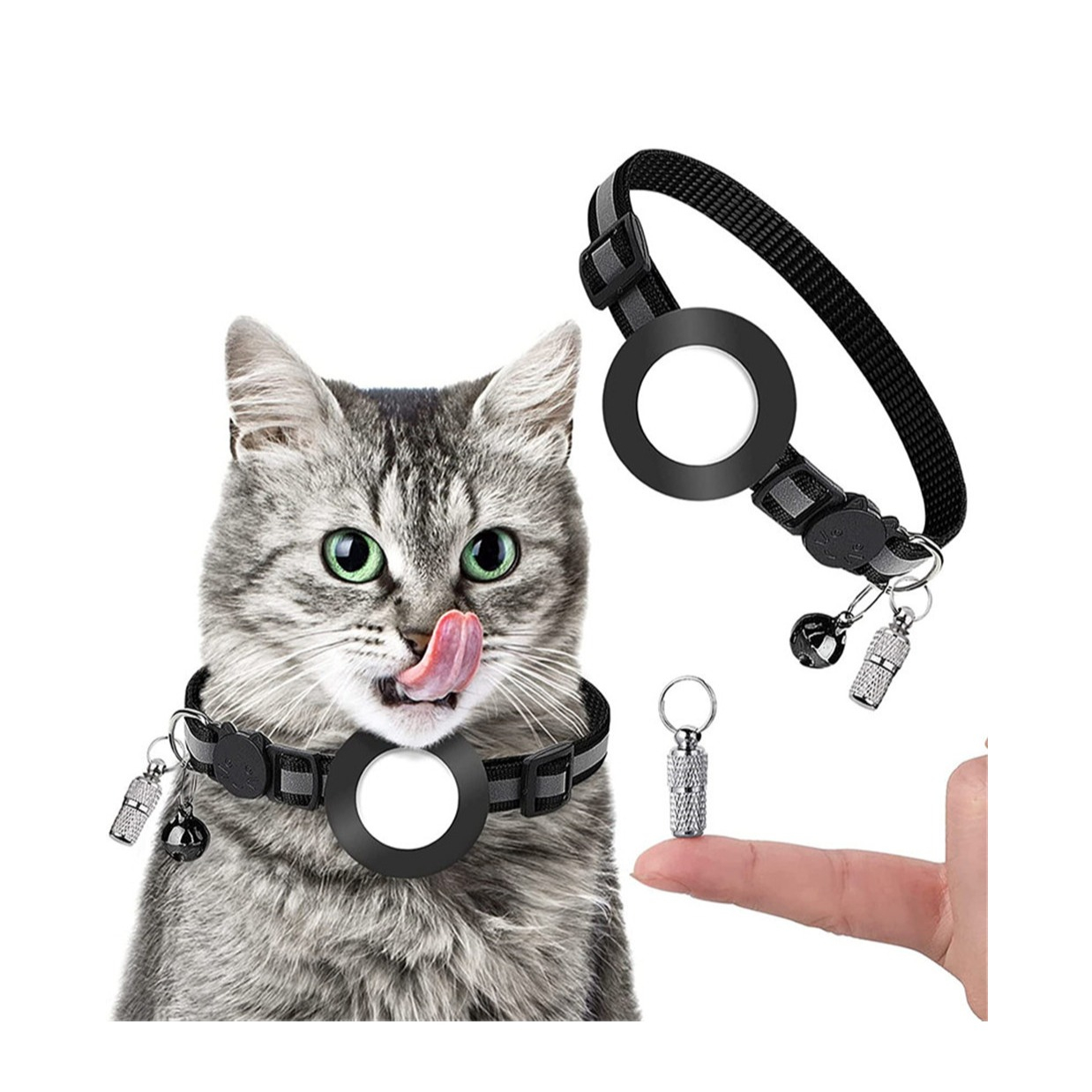 AirTag Katzen mit Halsband Schwarz Halterung Apple