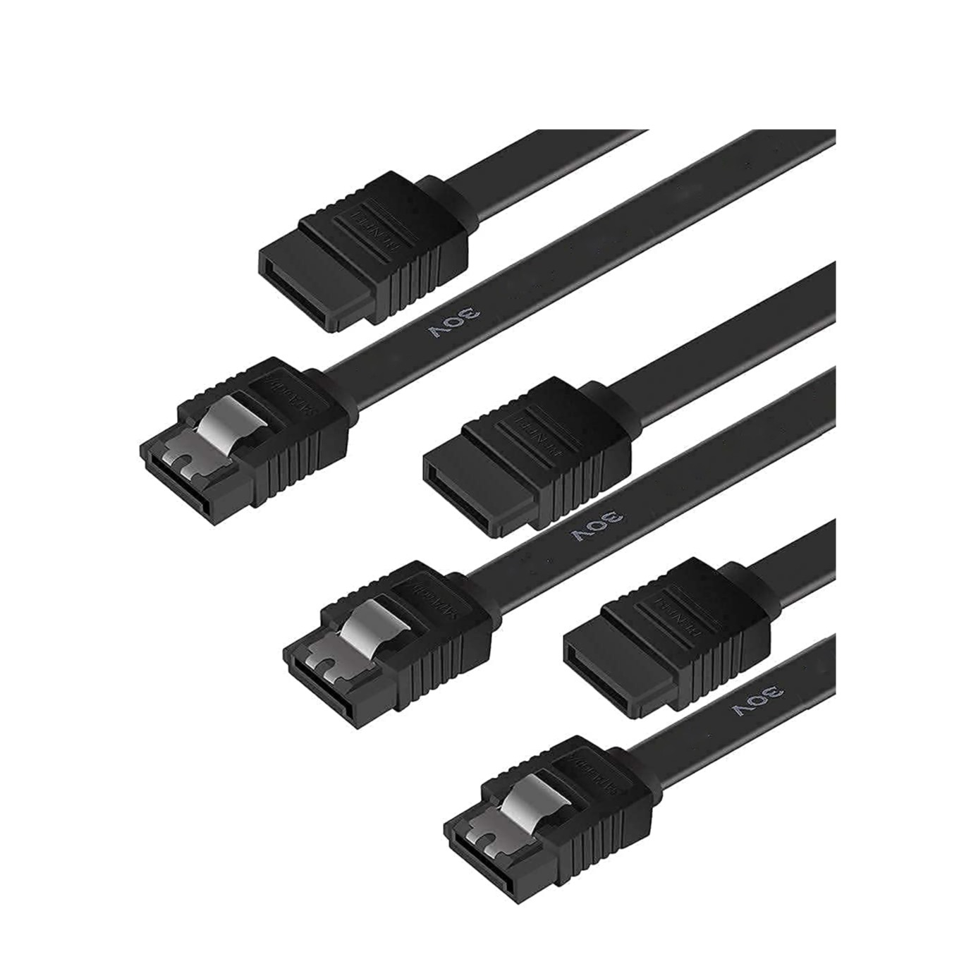 Image of (3er Set) 40cm 26AWG SATA III Verbindungskabel 6Gbps HDD SDD Datenkabel L-Type Winkel Stecker - Schwarz bei Apfelkiste.ch