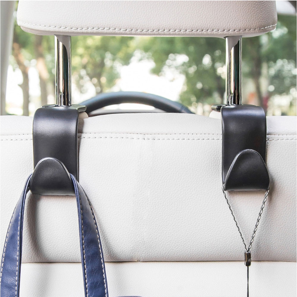 Shopping Dual Hook Design Autositz Zurück Hanging Haken Edelstahl + PU  Leder Autositz Kopfstütze Haken Telefonhalter - Braun in China