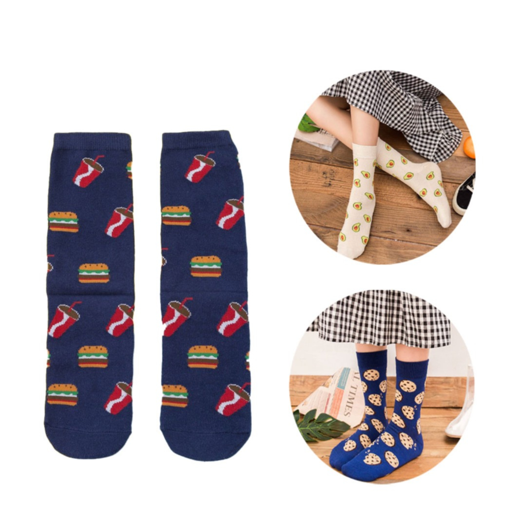 Image of (1 Paar) Baumwoll Socken Damen Füsslinge (One Size) - Burger bei Apfelkiste.ch