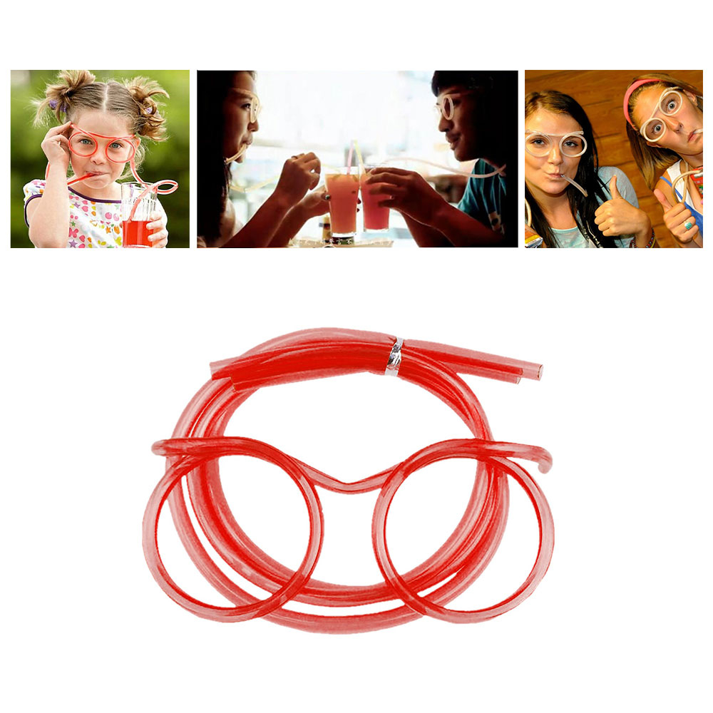 Image of (2er Set) Lustige Strohhalm Brille Party Trinkhalm Accessoire - Rot bei Apfelkiste.ch