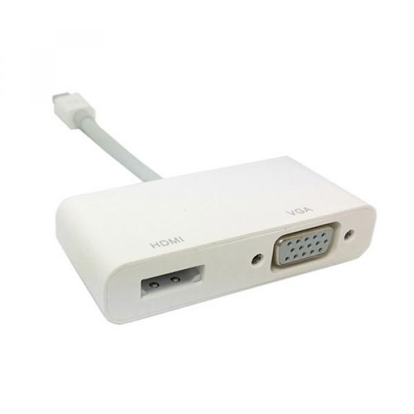 Image of 2in1 Mini DisplayPort MDP Thunderbolt auf HDMI & VGA Doppelwandler - Apple MacBook / iMac - Weiss bei Apfelkiste.ch