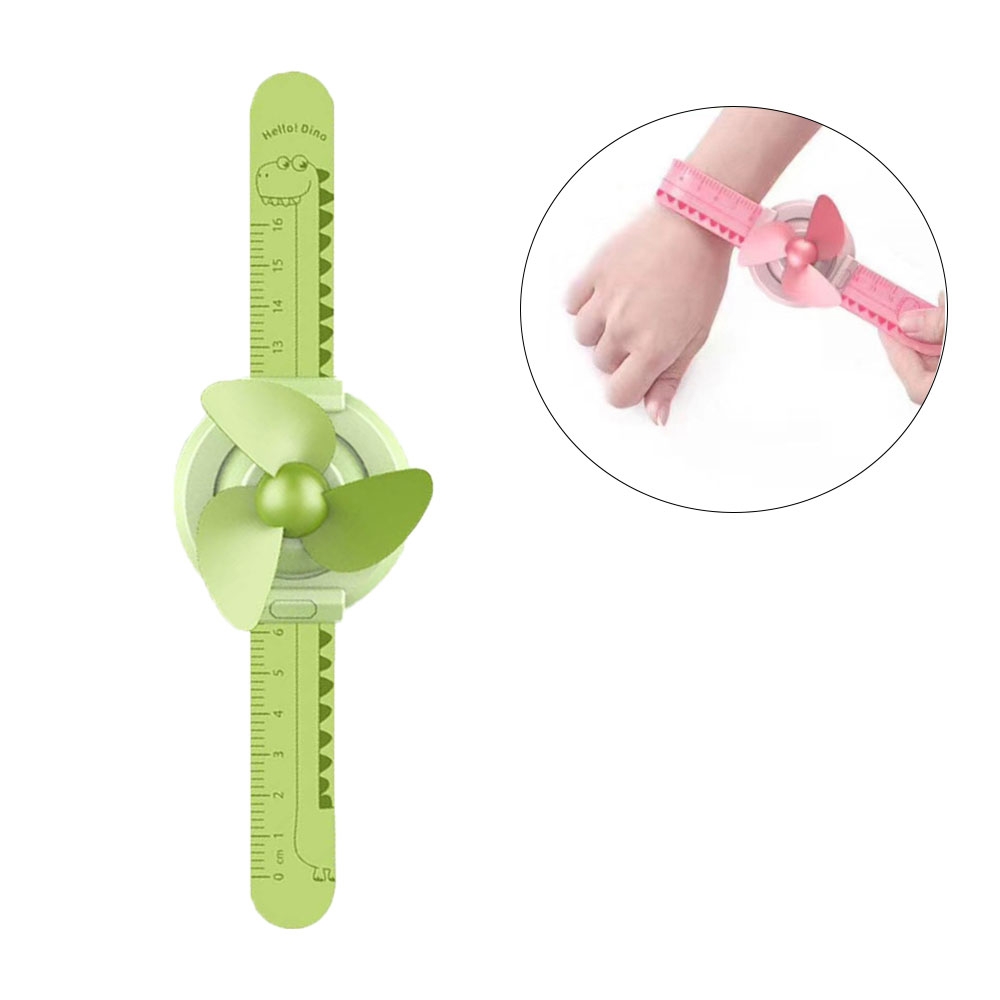 Image of 2in1 Kinder USB Ventilator Lineal Schnapp Armband Lüfter Massstab - Grün bei Apfelkiste.ch