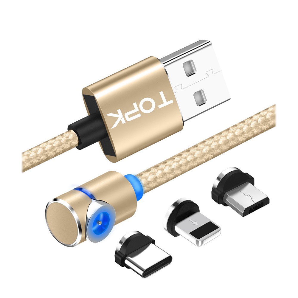 3in1 Magnet Ladekabel Lightning Micro USB USB-C Silber