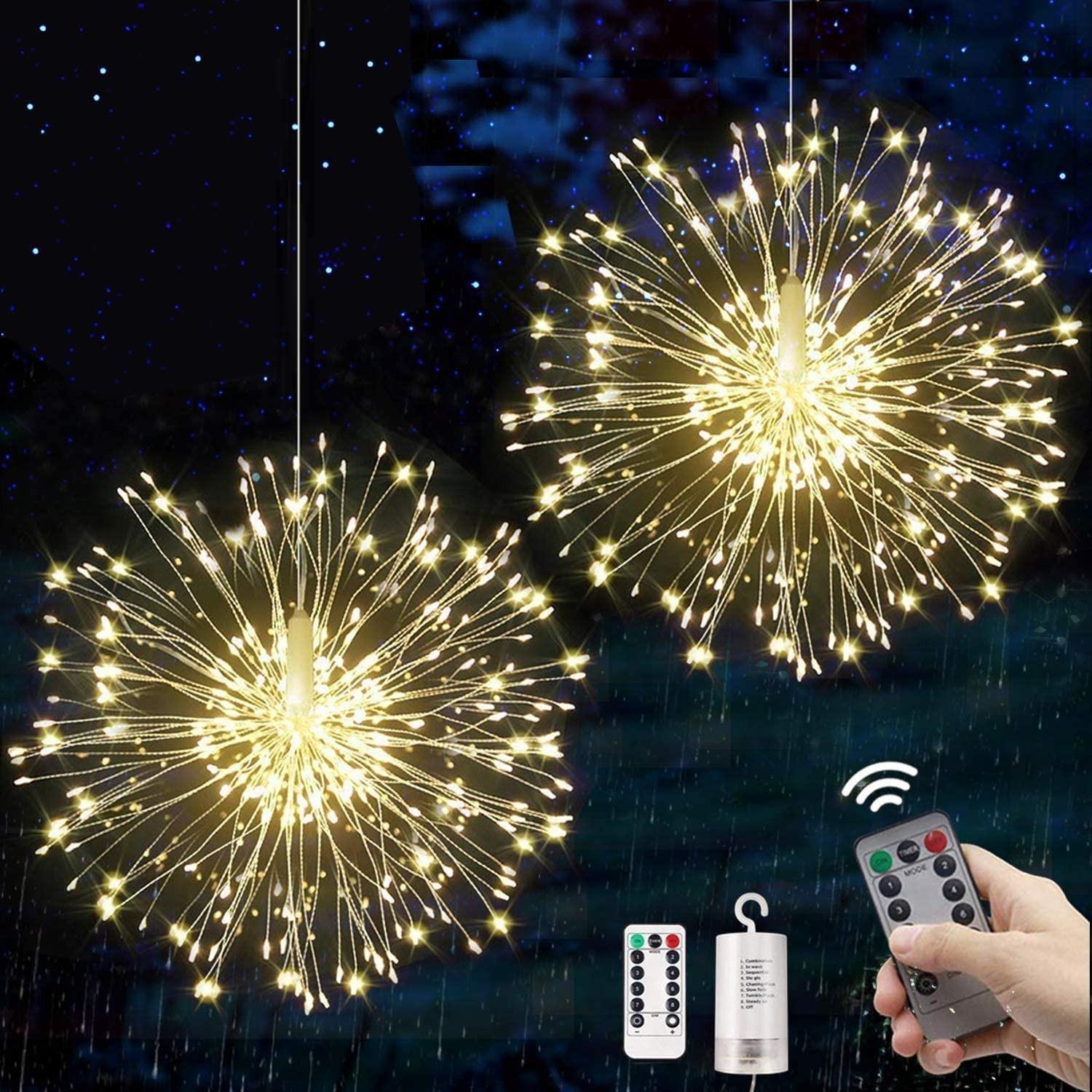 Image of (30cm) 150 LED's Deko Pendelleuchte Feuerwerk Beleuchtung + 8 Modi IP65 (Batteriebetrieben) mit Fernbedienung - Warmweiss bei Apfelkiste.ch