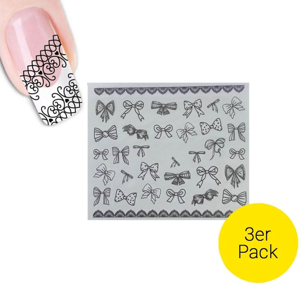 Image of (3er Set) Nail Art Nagelsticker Tattoo Aufkleber Nail Stamping Maniküre - Schleifen bei Apfelkiste.ch