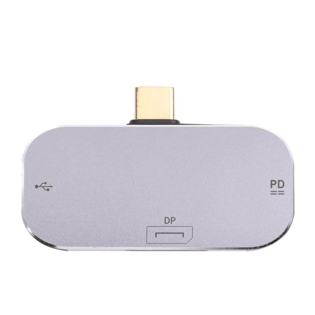 Image of 3in1 USB C auf DisplayPort DP (8K@60Hz) / 2x USB C (Power Delivery) Thunderbolt Adapter Konverter – Silber bei Apfelkiste.ch