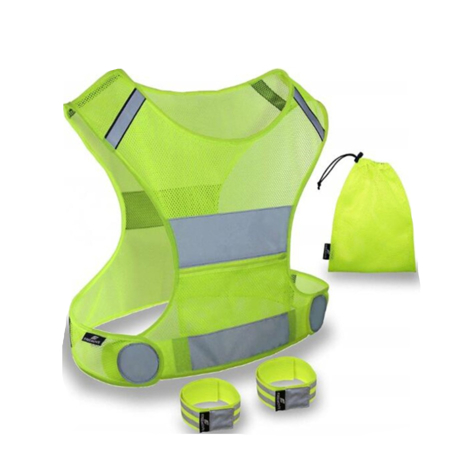 Image of (4-tlg. Set) Reflektierende Sport Sicherheits Warnweste (Unisex) - Neon Gelb bei Apfelkiste.ch