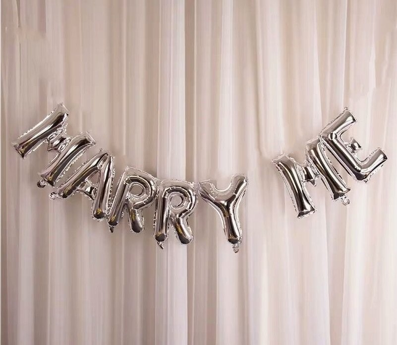 Image of (40cm) Marry Me Ballon Girlande Party Dekoration Accessoires Luftballons - Silber bei Apfelkiste.ch