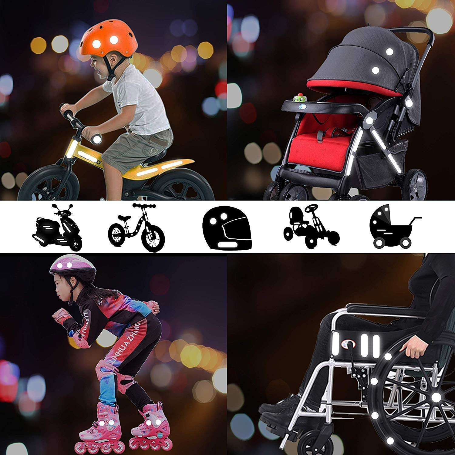 Vegena Reflektoren Fahrrad, 42 Stück Fahrrad Aufkleber Reflektor Sticker,  Reflektierende Aufkleber Kleidung, Fahrradaufkleber Reflektorband für Helm  Kinderwagen Kinderroller Fahrräder Skateboard Auto - Swiss Cycles