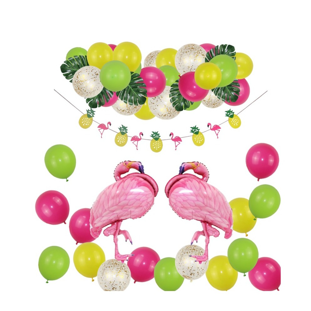 Image of (54-tlg. Set) Party Ballons Latex- und Folienballons + Girlande / Accessoires Hawaii Deko bei Apfelkiste.ch