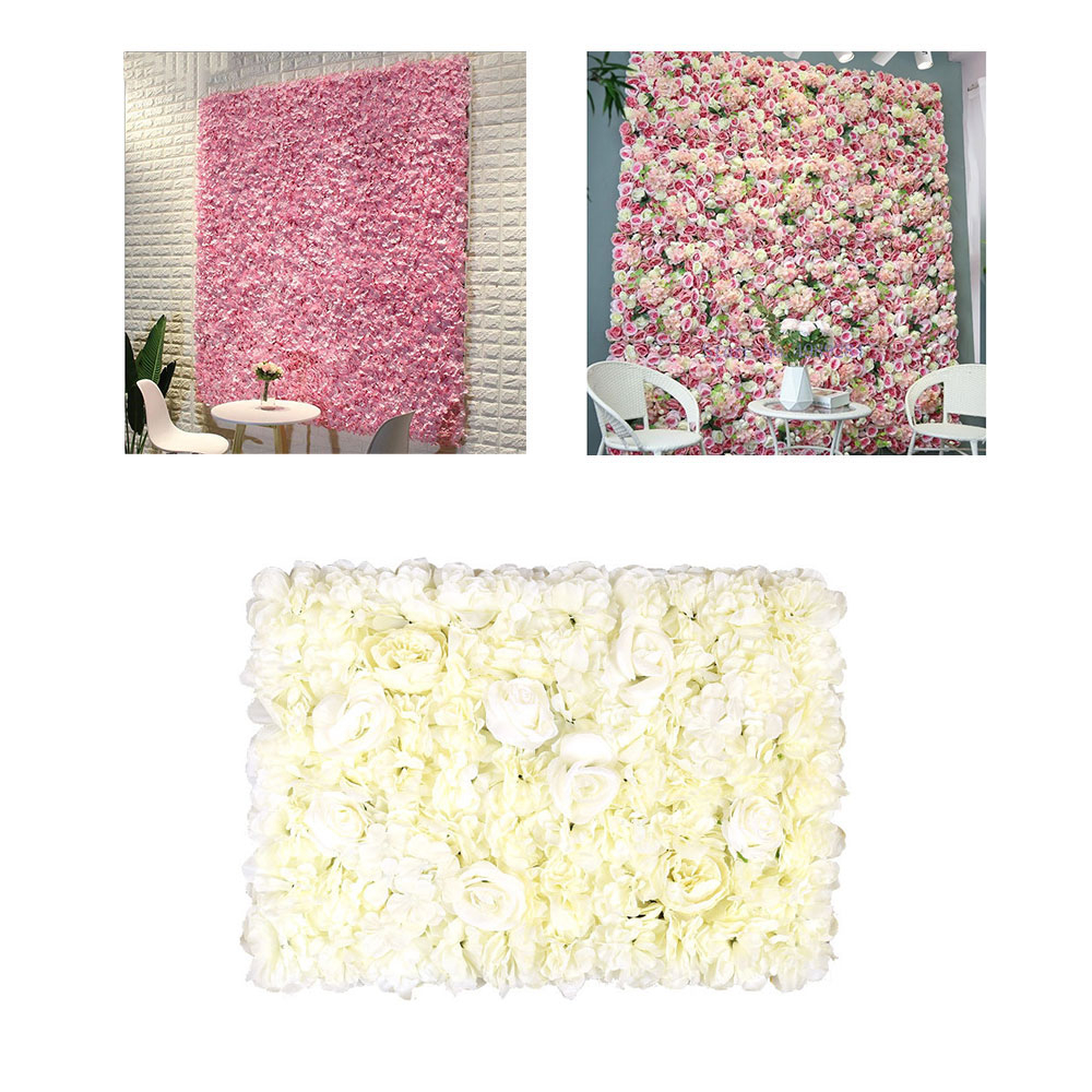 Image of (45x65cm) Wand Deko Kunstblumen Rosen Blumenwand - Weiss bei Apfelkiste.ch