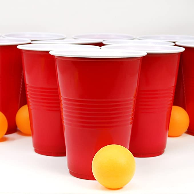 48-tlg. Set) Beer Pong Party Trinkspiel Rot