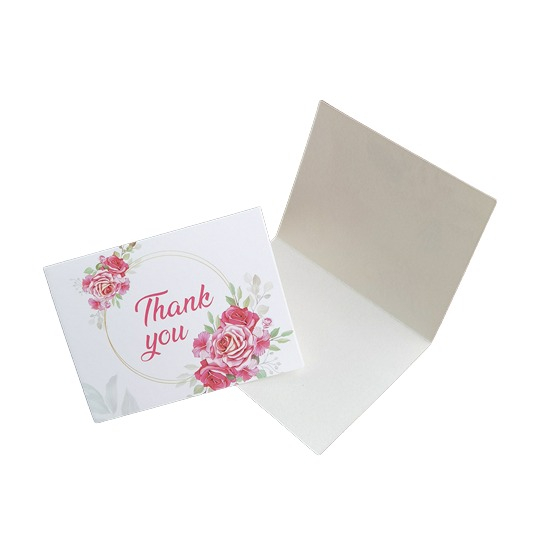 Image of (50er Set) 9x7cm Grusskarte Thank You Doppelkarten - Rosen bei Apfelkiste.ch