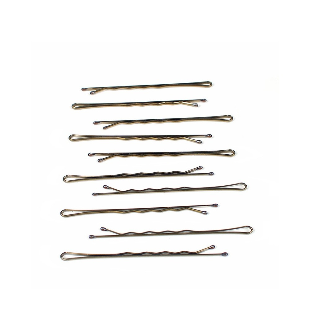 Image of (50er Set) Metall Haarklammern Bobby Pin Haarspangen mit abgerundeter Spitze - Braun bei Apfelkiste.ch