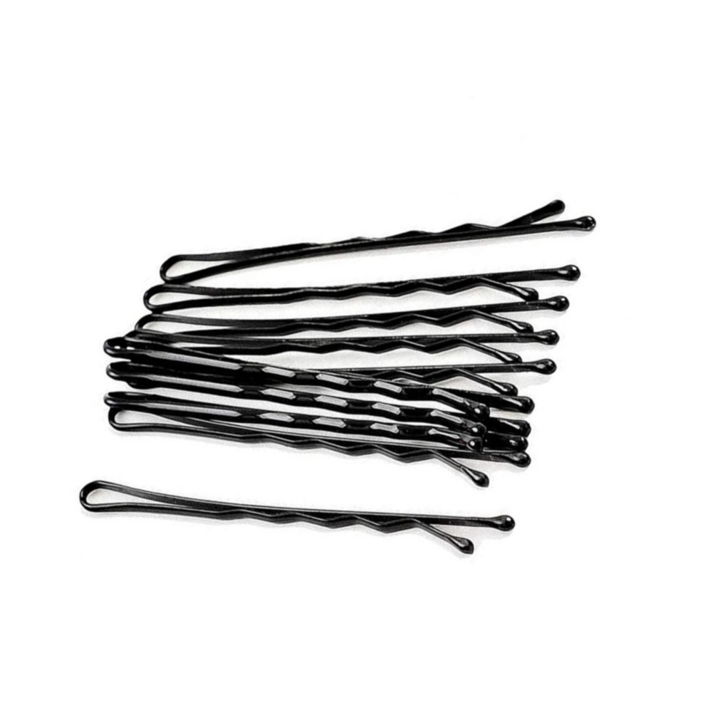 Image of (50er Set) Metall Haarklammern Bobby Pin Haarspangen mit abgerundeter Spitze - Schwarz bei Apfelkiste.ch