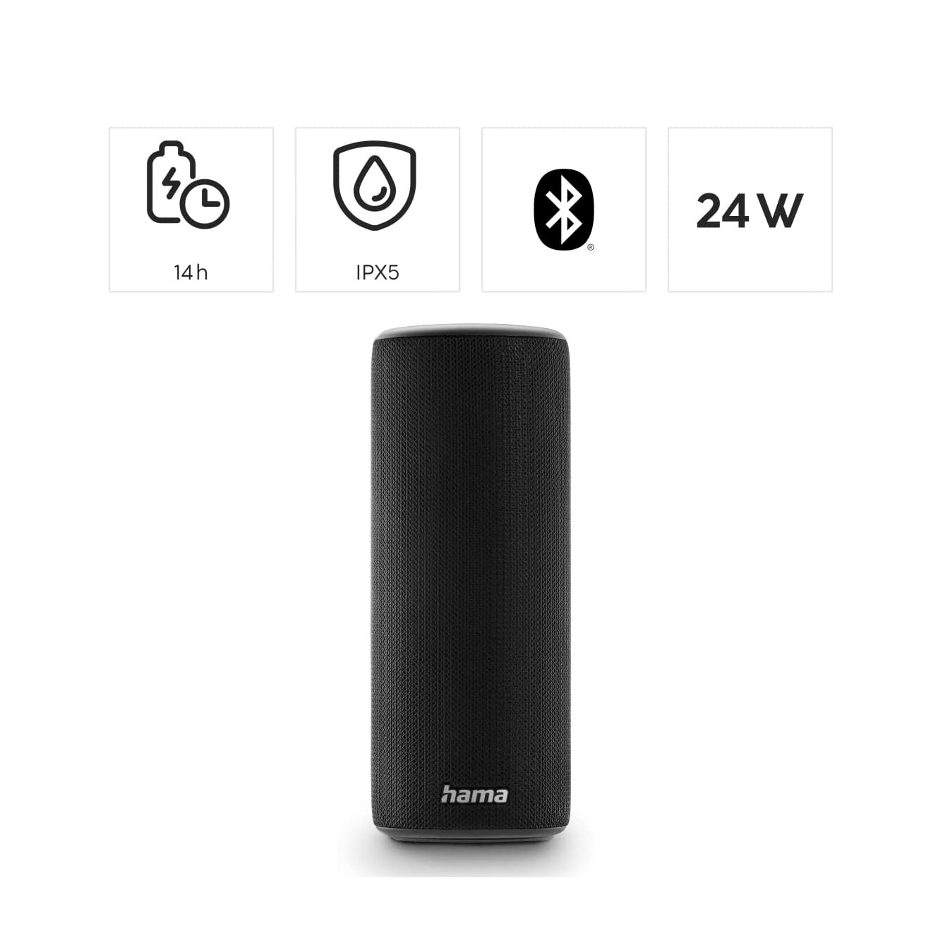 Hama - LED Pipe Schwarz Lautsprecher Bluetooth 3.0