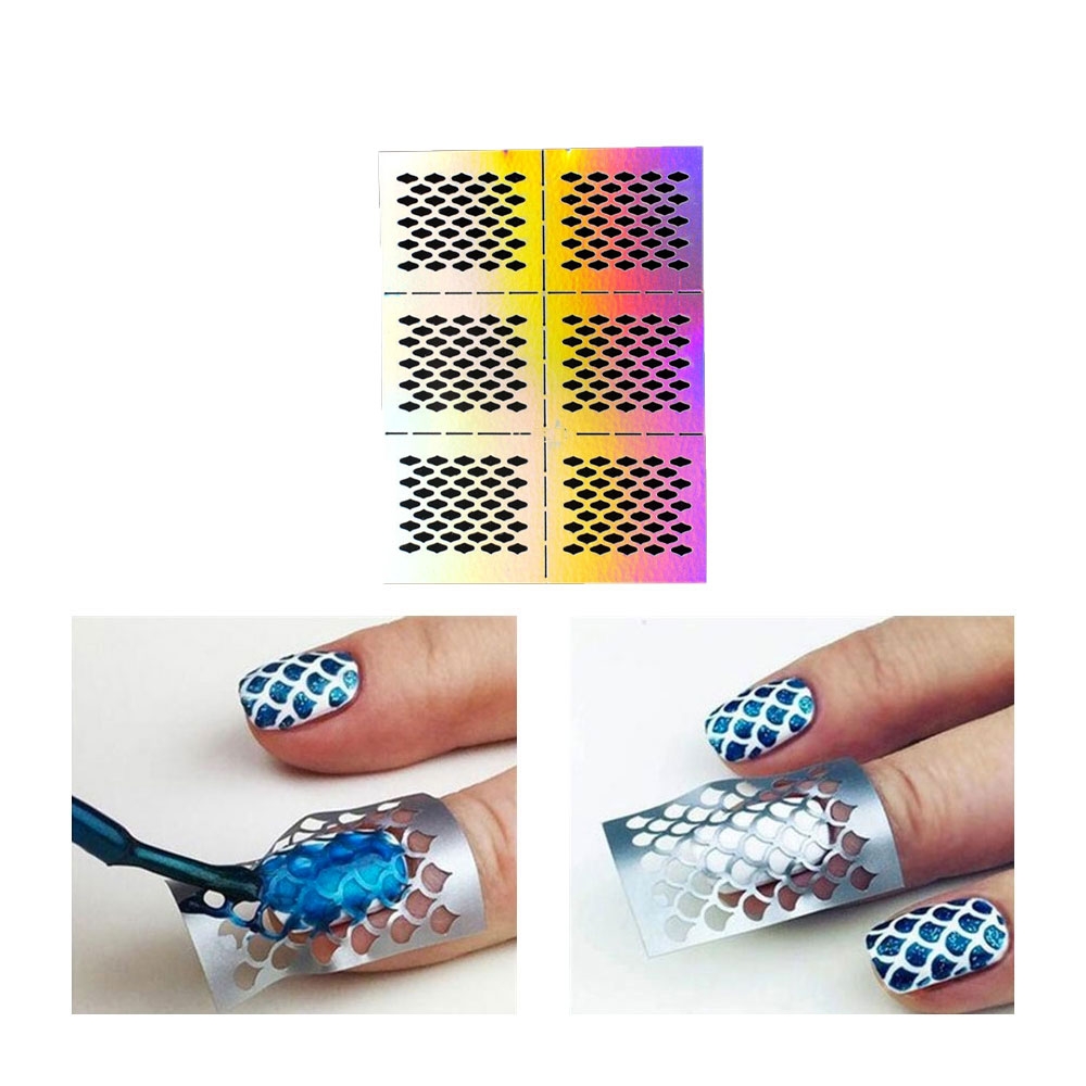 Image of (5er Set) Nail Art Nagelsticker Tattoo Schablone Nail Stamping Maniküre - Kleine Rauten bei Apfelkiste.ch