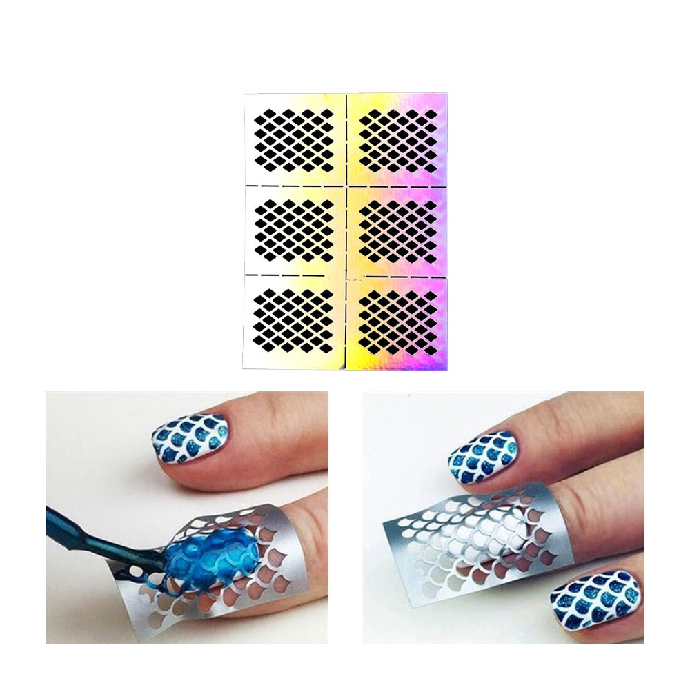 Image of (5er Set) Nail Art Nagelsticker Tattoo Schablone Nail Stamping Maniküre - Rauten bei Apfelkiste.ch