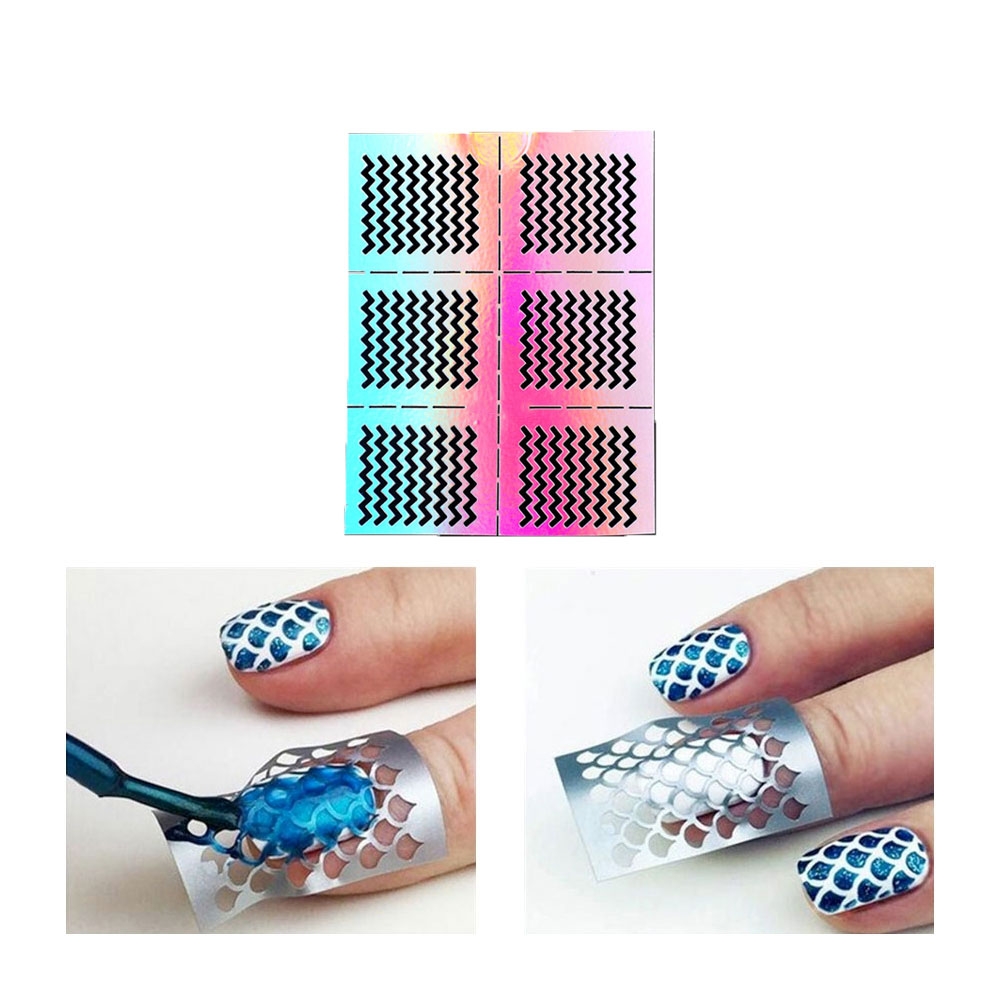 Image of (5er Set) Nail Art Nagelsticker Tattoo Schablone Nail Stamping Maniküre - Wellen bei Apfelkiste.ch