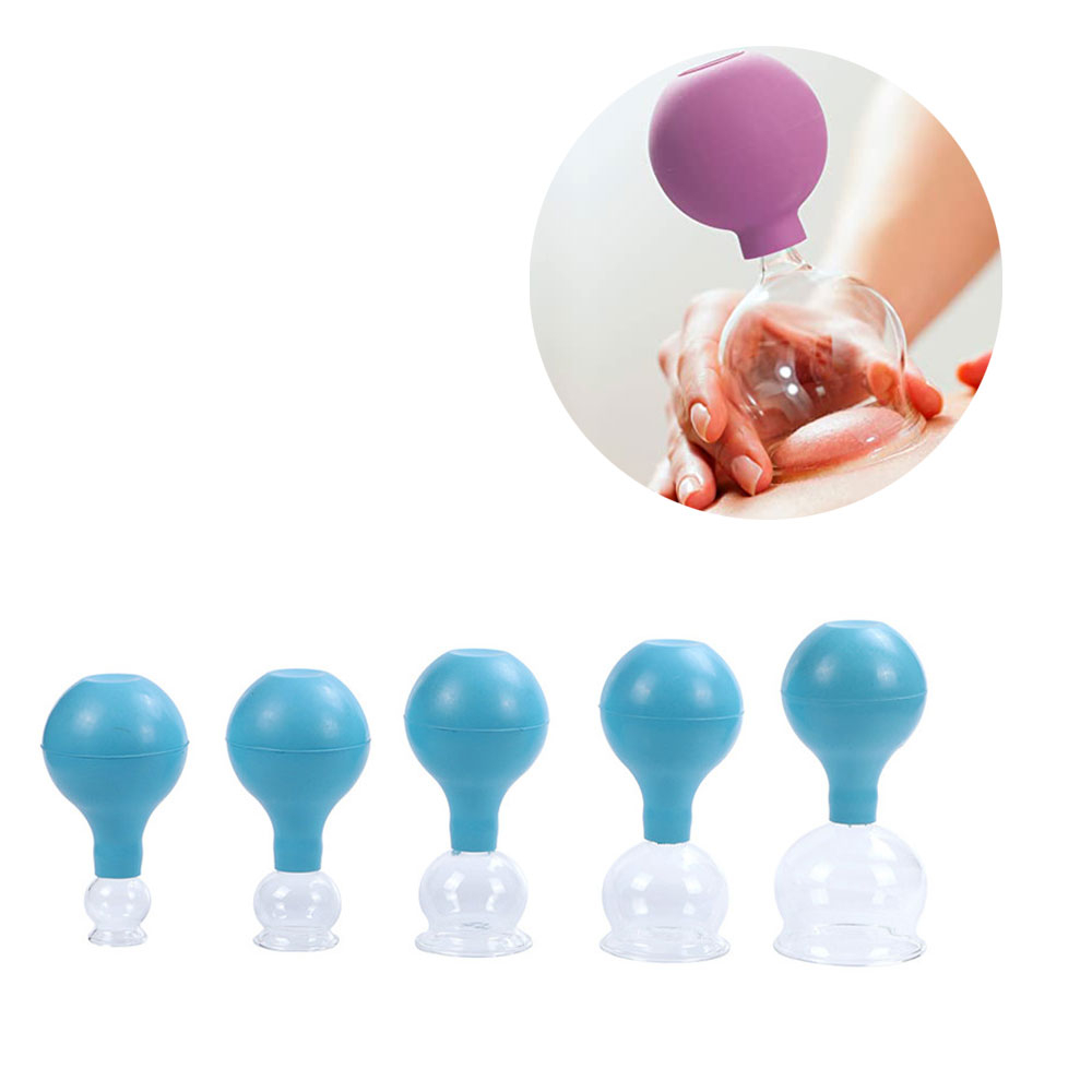 Image of (5er Set) Schröpfgläser Anti-Cellulite Cupping Massage Gläser gegen Verspannungen Verschiedene Grössen - Transparent / Blau bei Apfelkiste.ch