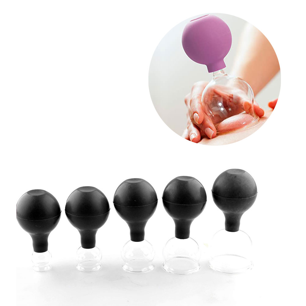 Image of (5er Set) Schröpfgläser Anti-Cellulite Cupping Massage Gläser gegen Verspannungen Verschiedene Grössen - Transparent / Schwarz bei Apfelkiste.ch