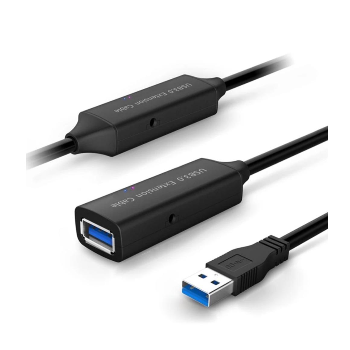 Image of (10m) USB A auf USB 3.0 A-Buchs Aktives Verlängerungskabel Adapter Kabel mit 5Gbps (Siganalverstärkung) - Schwarz bei Apfelkiste.ch