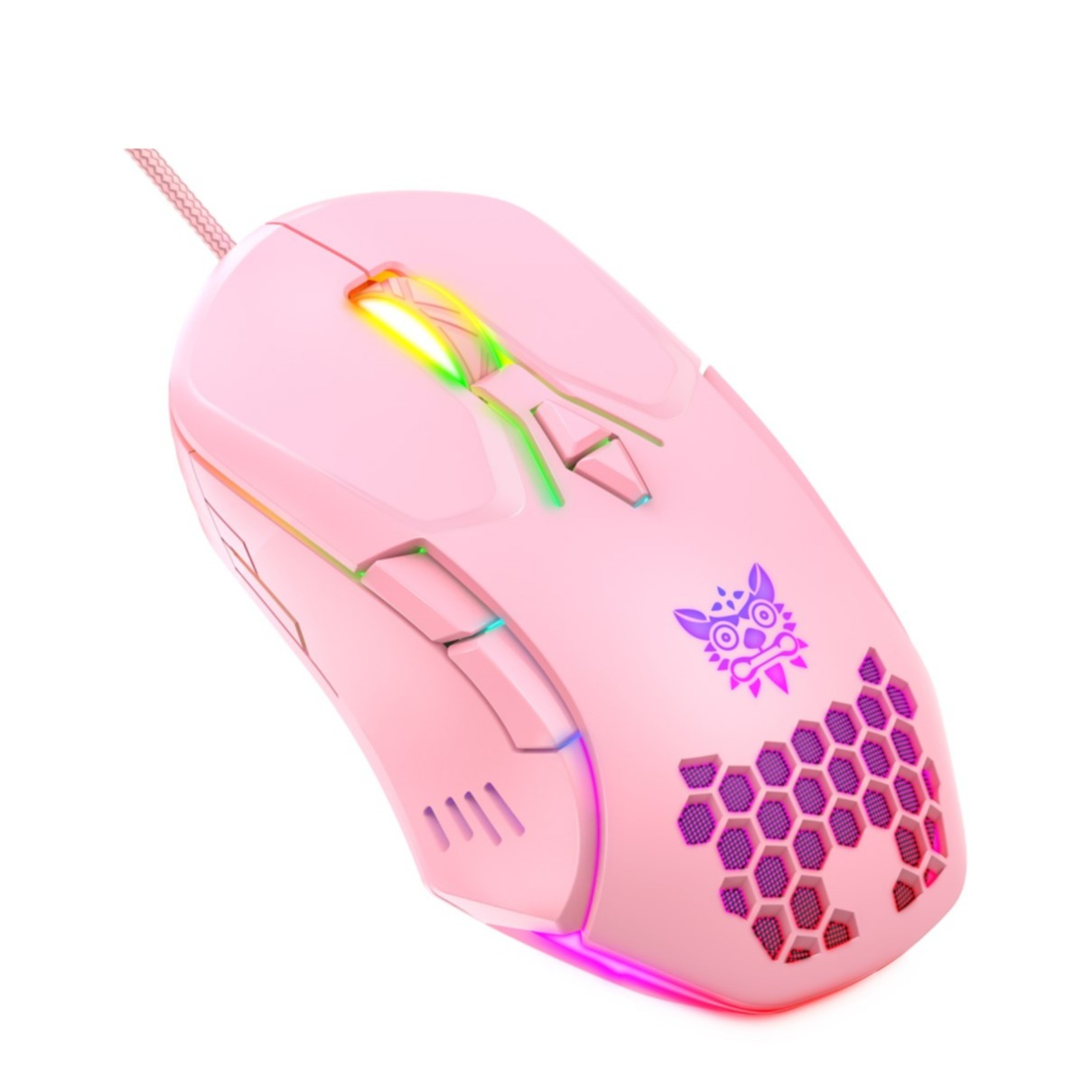 Image of Onikuma - CW902 Optische USB Gaming Maus mit Kabel 6400 DPI mit RGB LED Beleuchtung und 7 Tasten - Pink bei Apfelkiste.ch