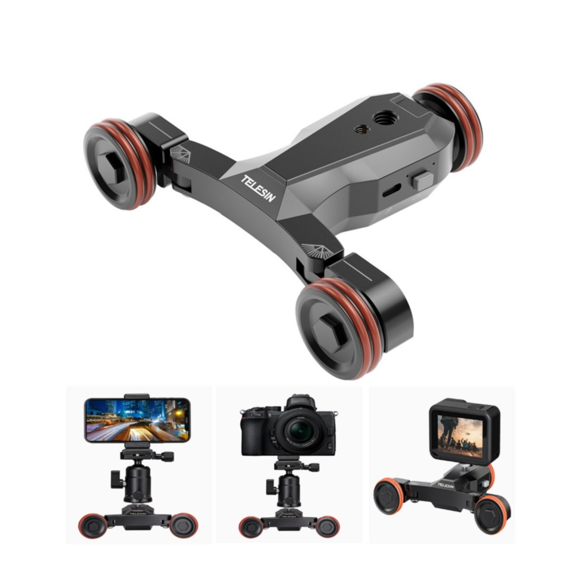 Image of Motorisierter Kamera Video Dolly für GoPro / Insta 360 / Canon / Sony / Nikon / Digitalkamera mit Fernbedienung - Schwarz / Rot bei Apfelkiste.ch