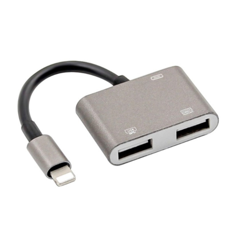 Image of Lightning auf Dual USB OTG Adapter für Apple iPhone / iPad - Grau bei Apfelkiste.ch