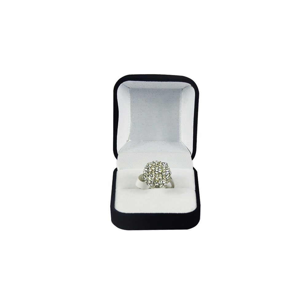 Image of (6x5x3cm) Quadrat Ringschatulle Samt Schmuck Organizer Box für Ringe / Ohrringe - Schwarz / Weiss bei Apfelkiste.ch