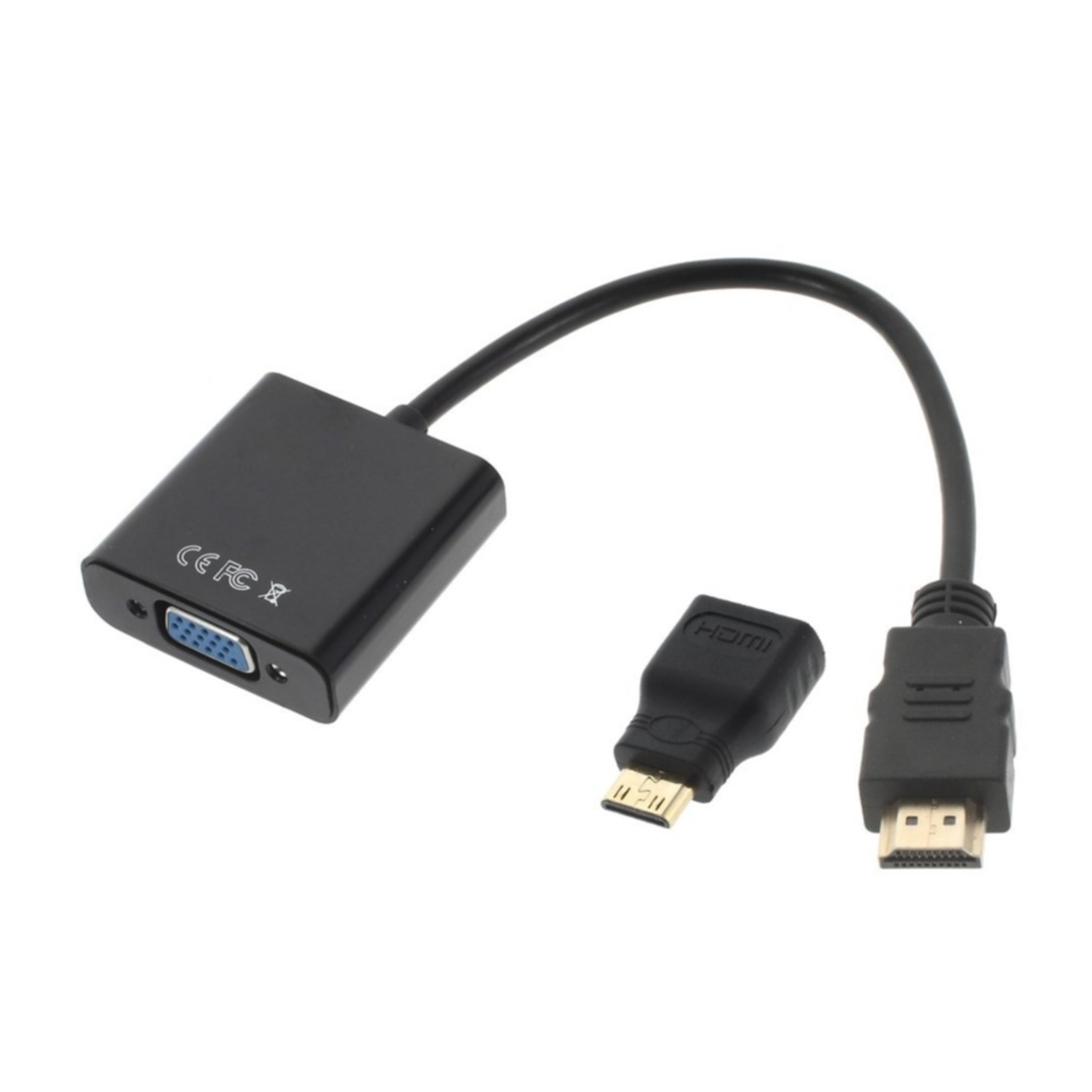 Image of (15cm) Mini HDMI / HDMI auf VGA Adapter 1080p FullHD - Schwarz bei Apfelkiste.ch