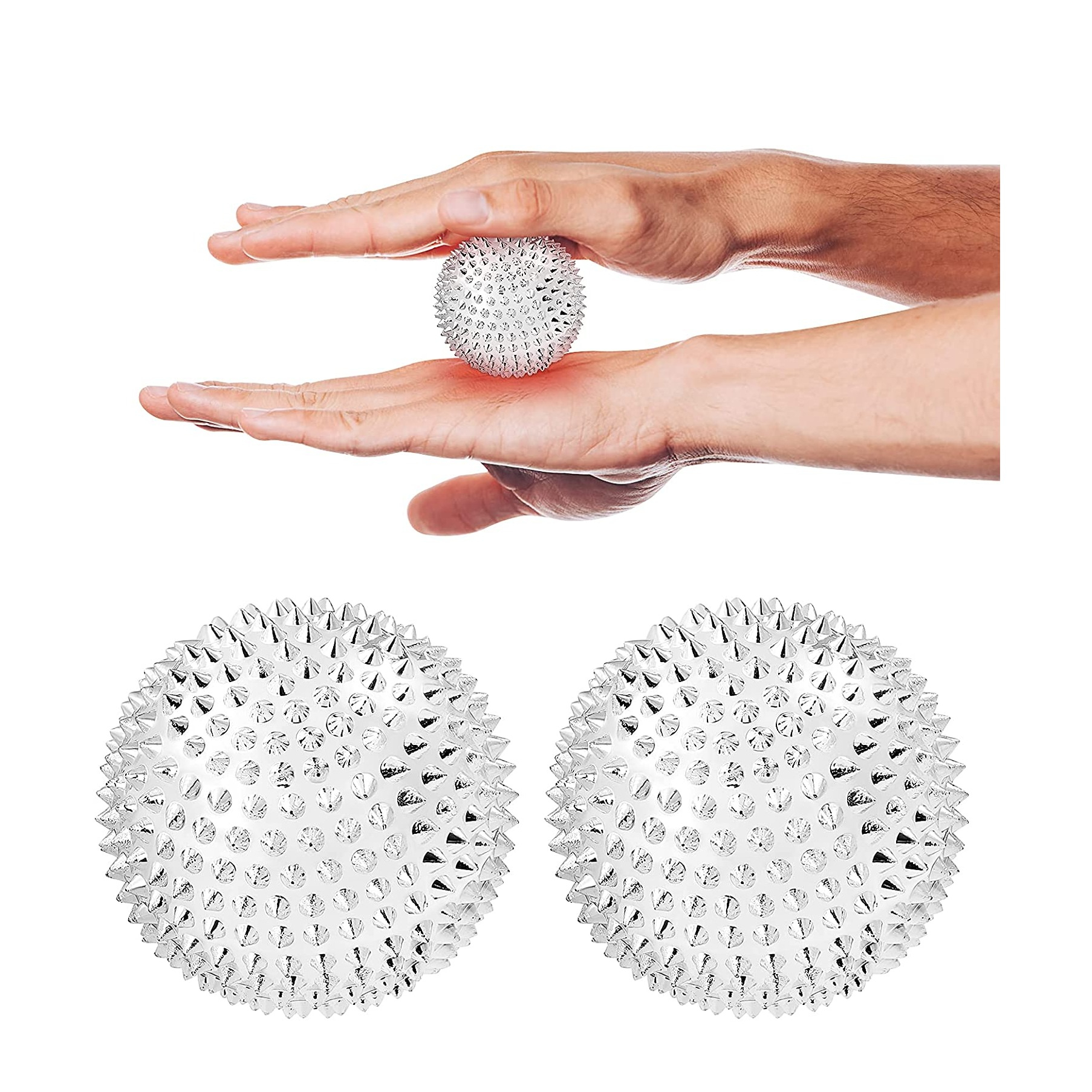 Image of (2er Set) Ø47mm Magnetischer Akupressur Ball Stachel Massage Kugel - Silber bei Apfelkiste.ch