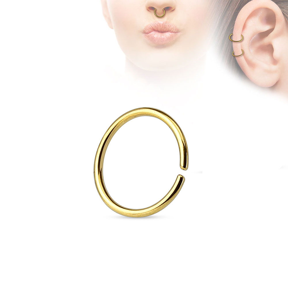 Image of (8mm / 1.2mm) Helix / Tragus / Septum 316L Chirurgenstahl Mehrzweck Piercing Ring - Gold bei Apfelkiste.ch