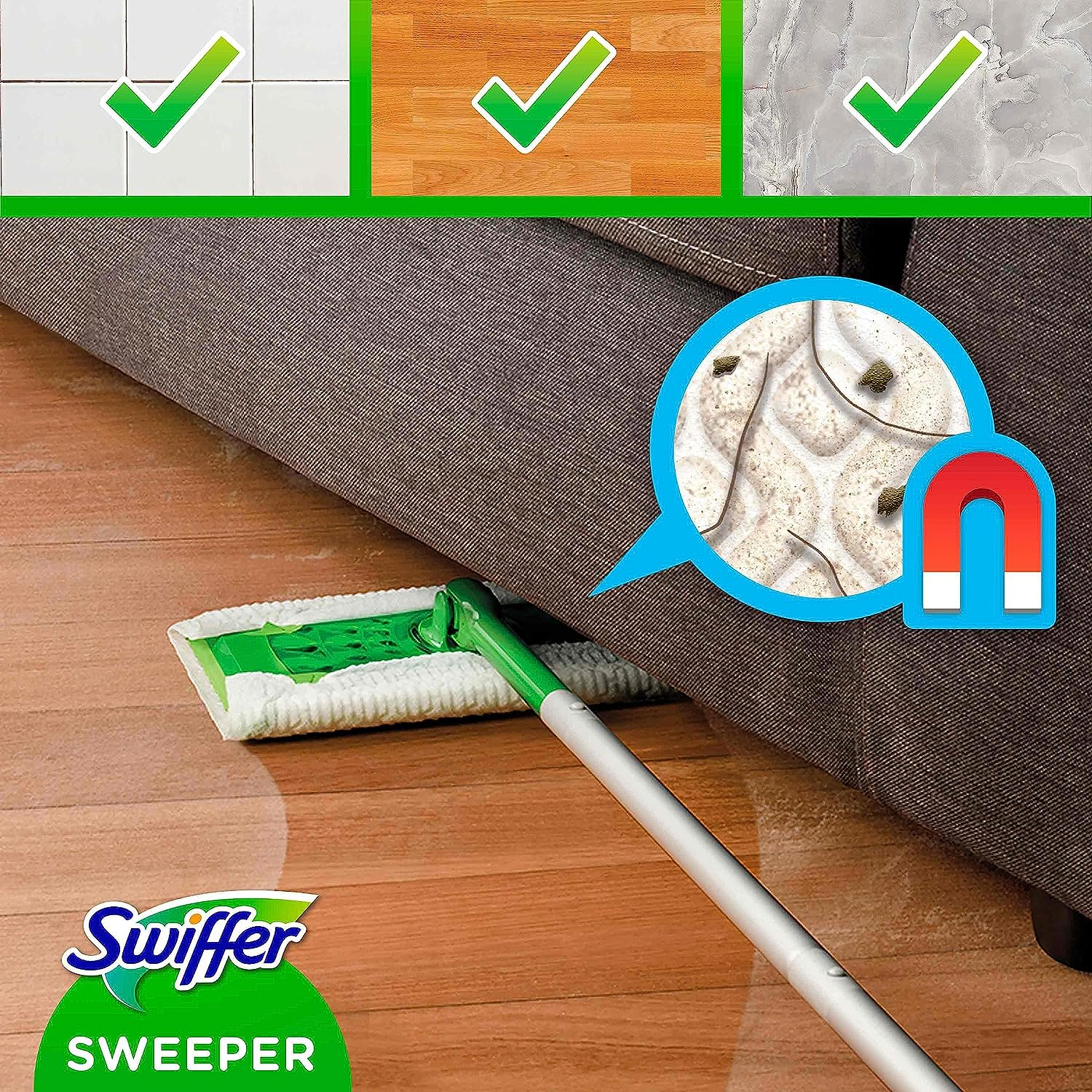 Swiffer Staubmagnet Starterkit Flachwischer Bodenstab