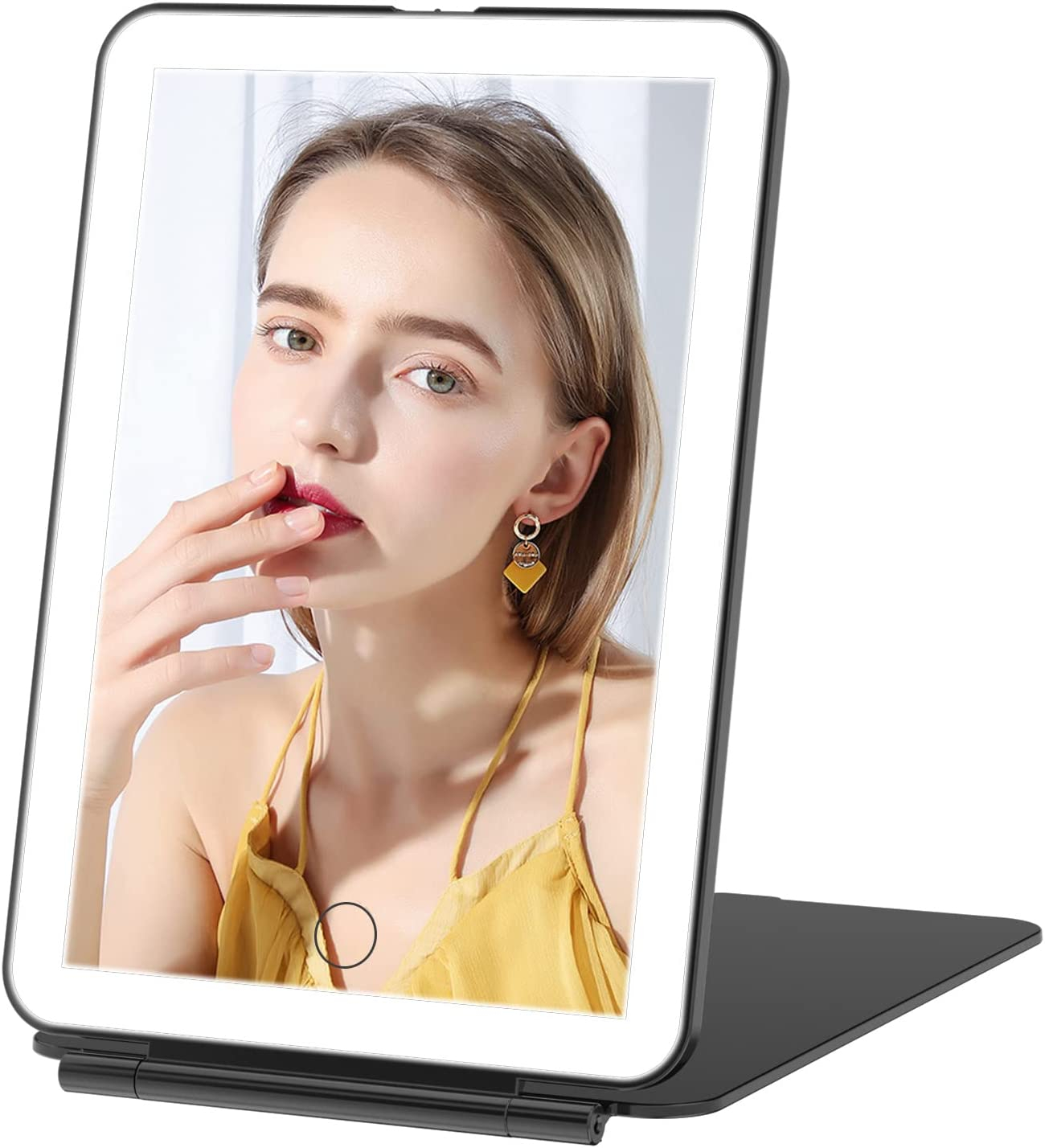 LED Make-Up Schminkspiegel (22x16 cm) - mit Touch-Sensor & 22 LED-Perlen -  Glem Mirror Series - weiss