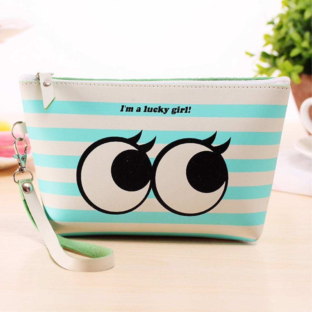 Image of (22x16x5cm) Kosmetik Make Up Tasche Necessaire Organizer Bag mit Motiv Druck - Blau / Grün bei Apfelkiste.ch