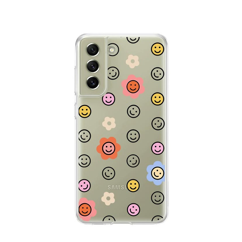 Image of Apfelkiste © - Samsung Galaxy S21 FE 5G Gummi Case Hülle Ultra Thin Flower Smileys - Transparent bei Apfelkiste.ch